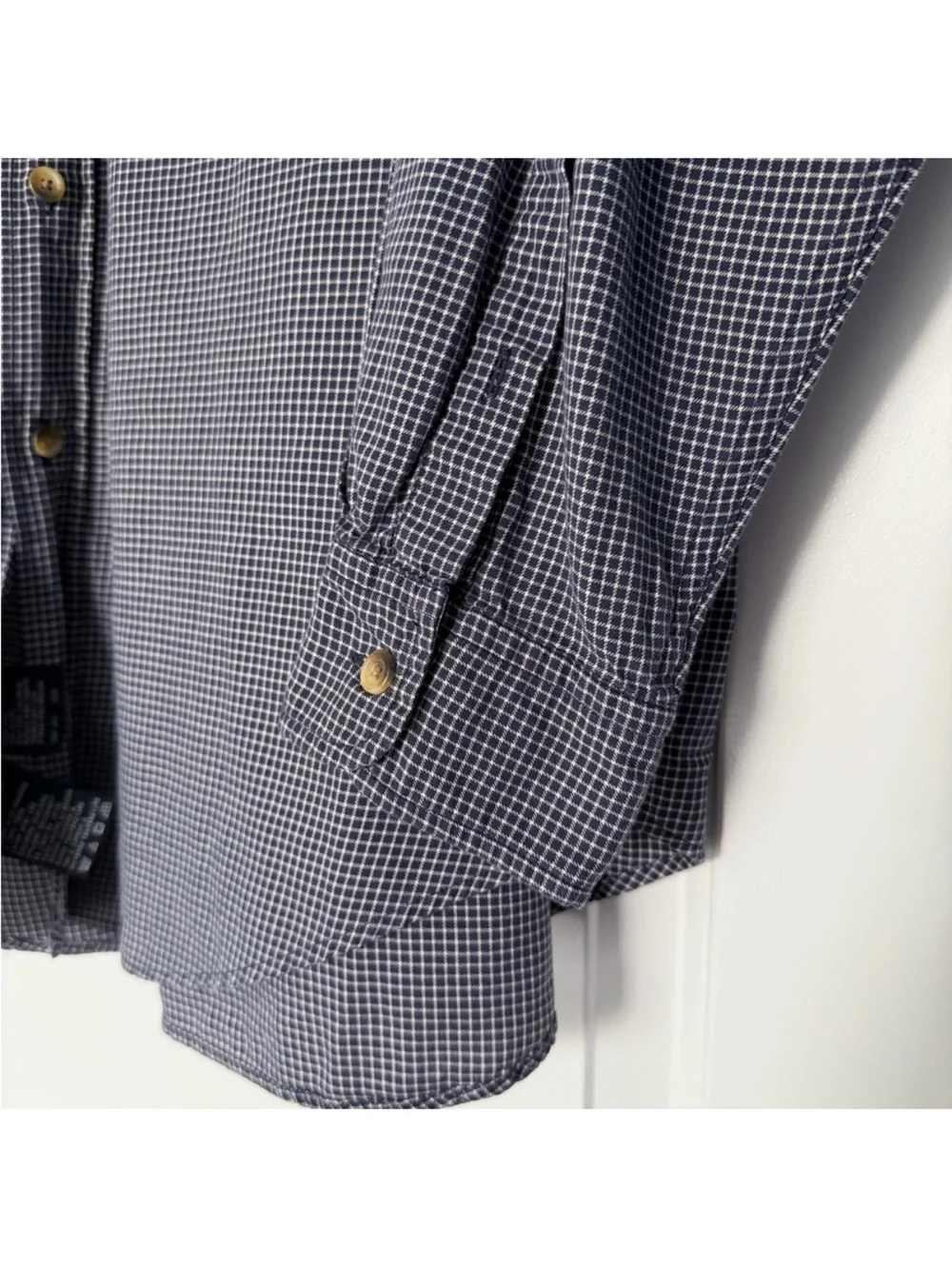 Nautica Blue White Micro Check Button Down Shirt Mens Large